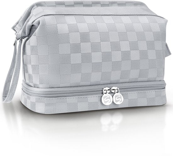 Skycases Travel Essentials - Trousse de toilette et de maquillage - Imperméable et compacte - Convient pour le voyage et l'usage quotidien - Unisexe - Argent