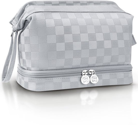 Skycases Travel Essentials - Trousse de toilette et de maquillage - Imperméable et compacte - Convient pour le voyage et l'usage quotidien - Unisexe - Argent