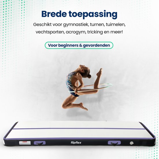 Flipflex Airtrack - Tapis de gymnastique - 3 mètres - 20cm d'épaisseur - tapis de gymnastique - avec mini-tour 600W - avec sac de transport de luxe - Gymnastique
