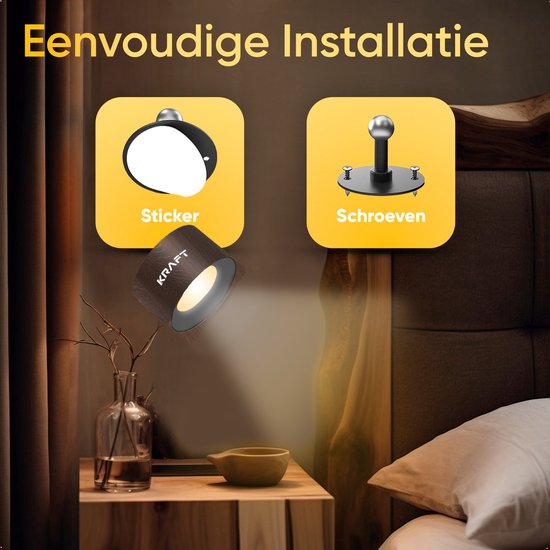 KRAFT Lampe murale rechargeable - Appliques murales d'intérieur - Couleur chêne - 2 pièces