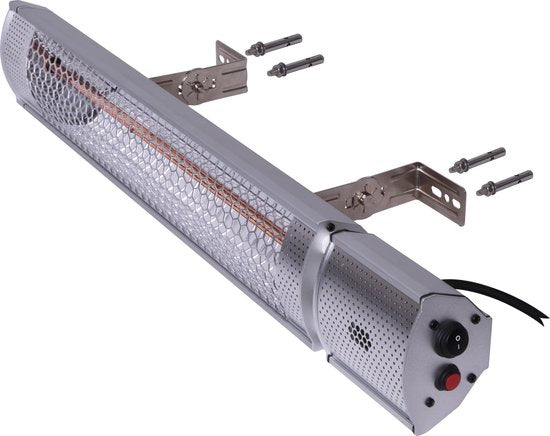 VONROC Chauffage d'ambiance de terrasse - Marsili 2000W - Haute efficacité - Argent - Ampoule à faible éblouissement - 2 niveaux de chaleur - Avec télécommande