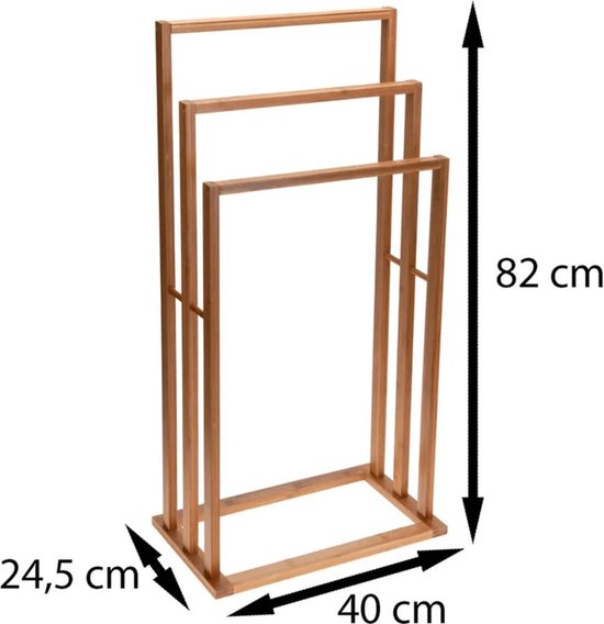 Porte-serviettes en bambou avec 3 tringles - 40X24X82CM