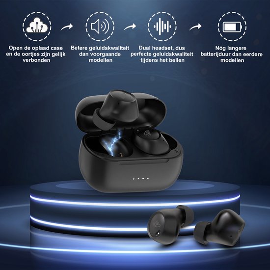 Golden Sound Buds Pro - Ecouteurs sans fil - Ecouteurs Bluetooth - Suppression active du bruit 32dB - Mode ambiant - Autonomie de 40 heures - Ecouteurs sans fil - Convient à tous les smartphones et ordinateurs portables