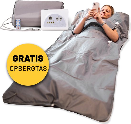 CALMENTA® Couverture infrarouge - Sac de rangement - jusqu'à 80° - 180x80cm - Couverture infrarouge - Télécommande - Thérapie infrarouge - Fibromyalgie - Couverture chauffante - Anti-douleur - Couverture électrique - Couverture de sauna