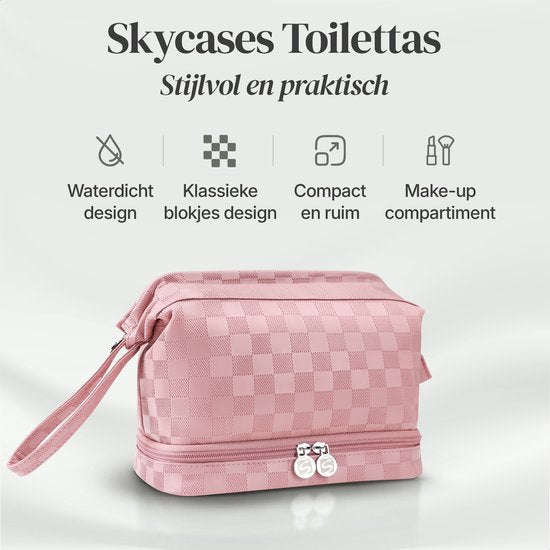 Skycases Travel Essentials - Trousse de toilette et de maquillage - Imperméable et compacte - Convient aux voyages et à l'usage quotidien - Unisexe - Rose