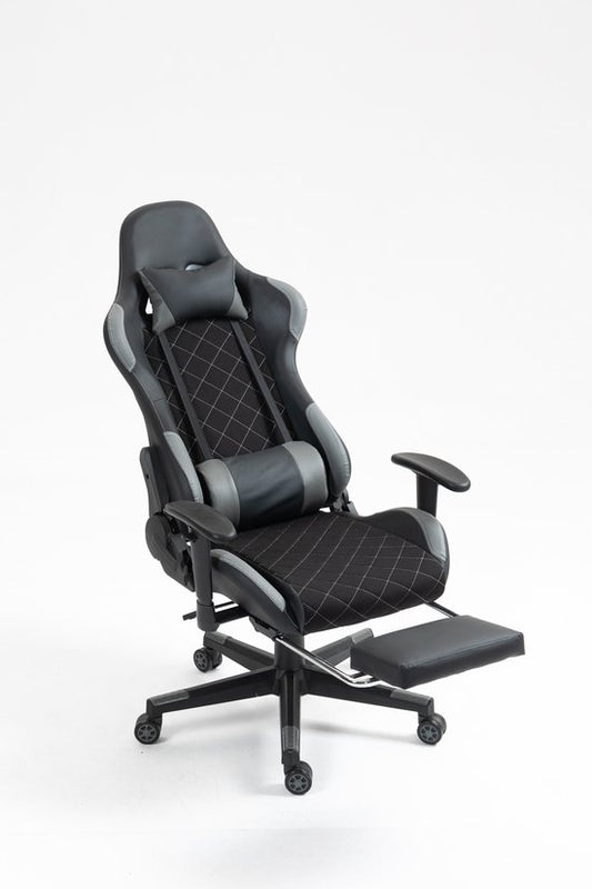 VDD Gaming - Chaise de jeu - Chaise de jeu avec repose-pieds - Chaise de jeu noire - Chaise de jeu - Chaise de bureau Gaming - Chaise de bureau ergonomique - Avec coussin de nuque et coussin de dossier réglable - Chaise de jeu avec repose-pieds - Chaise d