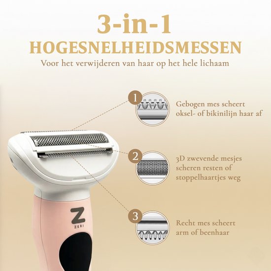 Rasoir pour femmes - Rasoir 5 en 1 - Maillot - Aisselles - Jambes - Poils du visage - Tondeuse pour le nez - Zeri