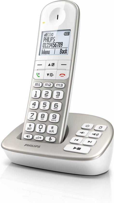 Téléphone résidentiel Philips XL4951S/38 - Ligne fixe - 1 combiné - sans fil - avec répondeur - Extras pratiques pour les personnes âgées - Blanc
