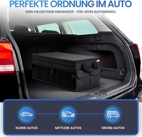 HELDENWERK Organisateur de bottes premium avec couvercle, robuste et antidérapant - Sac à bottes pliable, grand avec double fond - Boîte de coffre, boîte d'organisation de bottes