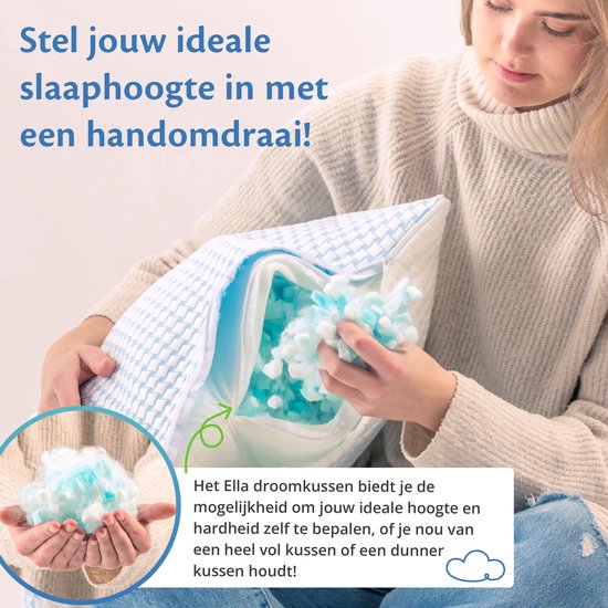 Ella® Oreiller de tête Douleurs cervicales 40 x 80 cm - Oreiller en bambou - Mousse à mémoire de forme / Rembourrage en mousse à mémoire de forme - Ergonomique et orthopédique - Taie d'oreiller incluse