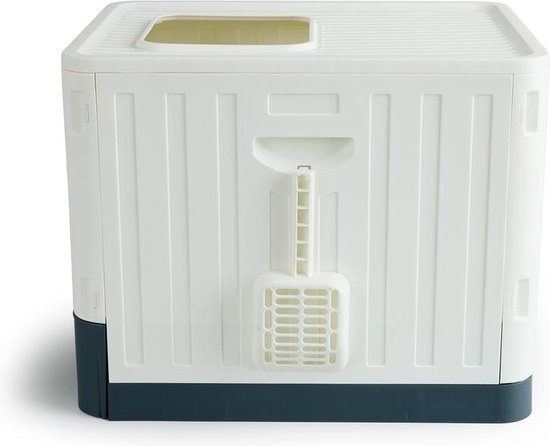 Lifa Living Bac à litière pliable avec tiroir extractible - pratique, portable et spacieux - Crème/Anthracite