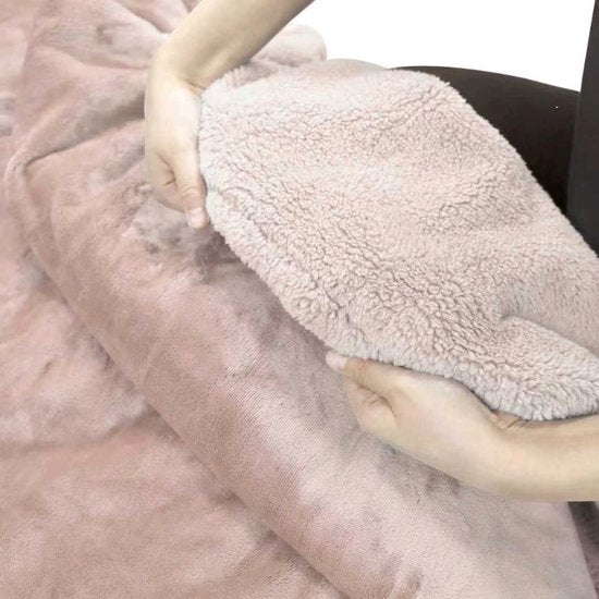 STAUS&BACH Couverture électrique 3XL - Couverture supérieure pour 2 personnes - Couverture chauffante double face en polaire Sherpa - Rose champagne - 180x160 cm PowerNap