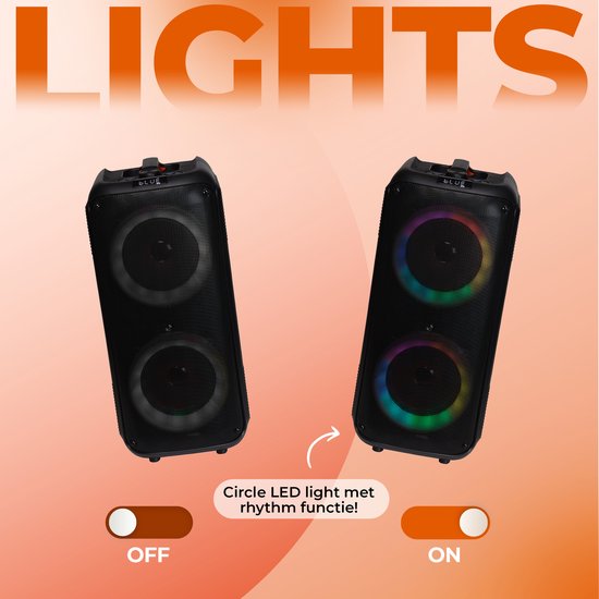 Denver - Haut-parleurs Bluetooth Party Box - Lumières disco - Télécommande incluse - Connexion microphone - BPS354 - Noir