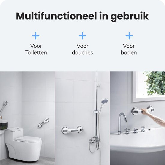 Poignée de douche avec ventouse - 2 pièces - Convient pour la douche et les toilettes - Résistant à l'humidité - Poignée avec ventouses - Pour petits et grands - Modèle extra sûr et solide - 30cm Luft