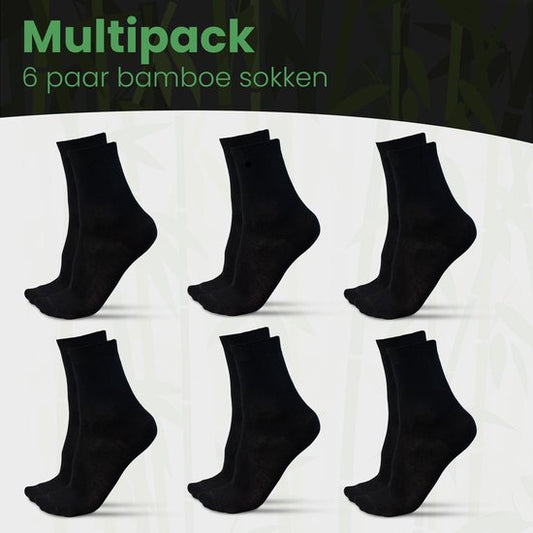 Chaussettes en bambou Saaf - 6 paires - Taille 38-43 - Femme / Homme - Noir