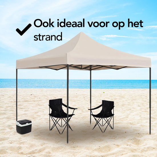 Brixy Party Tent - Pliable - Facile à monter - 3x3m - Imperméable - Pavillon - Sac de transport inclus - Crème