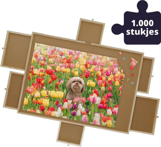 BR-2216 Plateau de puzzle avec 6 tiroirs - Plateau de puzzle / Table de puzzle pour 1000 pièces - Plaque de recouvrement incluse