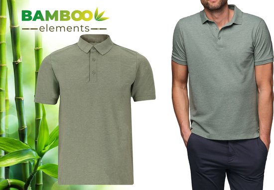 Bamboo Elements - Polo Hommes - Vert XL - Polo Hommes - Manches courtes - Tissu Pique - T Shirt Hommes - Bamboo