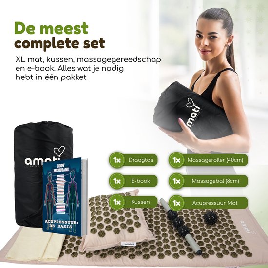 Tapis à ongles Amati Blue Lotus - Coussin et accessoires inclus - Beige