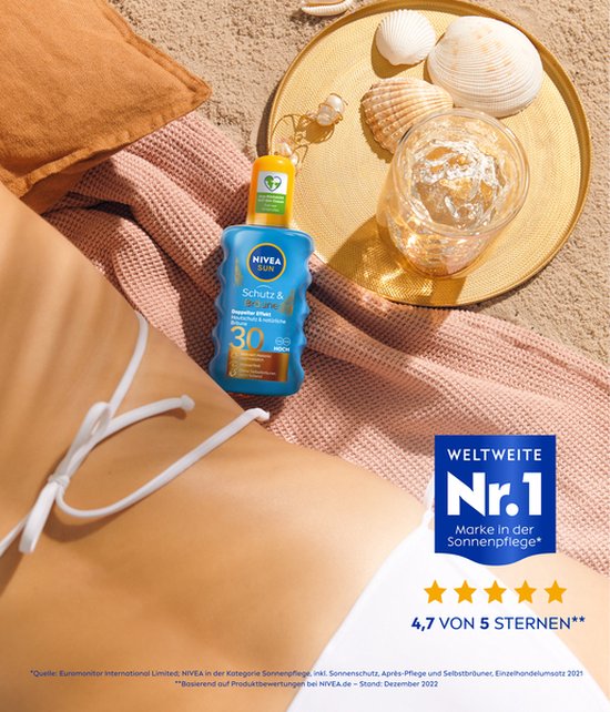 NIVEA SUN Protect & Bronze Spray solaire - SPF 30 - Spray solaire - Waterproof - Stimule le bronzage - 200 ml