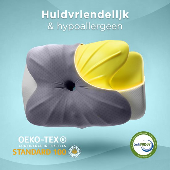 Oreiller en mousse à mémoire de forme CozySense® - Oreiller ergonomique en mousse à mémoire de forme - Oreiller papillon - Housse amovible et lavable - Dormeur sur le côté, sur le dos et sur le ventre