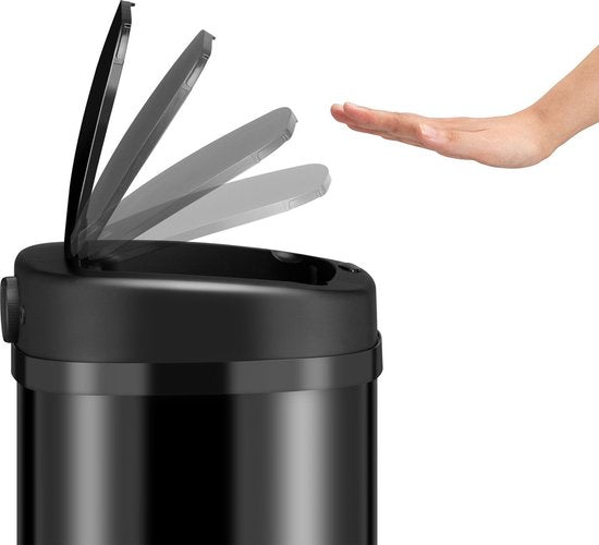 Poubelle automatique / Poubelle à déchets / Poubelle à détecteur - 50 litres - Noir - Rectangle