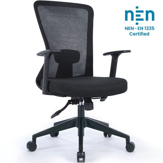 Goliving Ergonomic Office Chair - Chaise de bureau - réglable - sur roulettes - pour adultes - NEN-1335 - noir