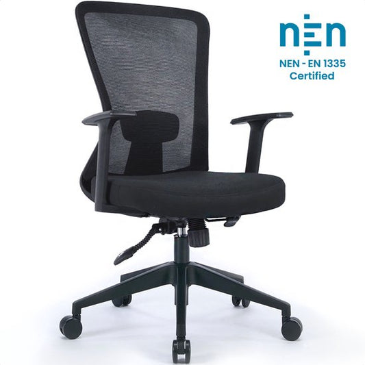 Goliving Ergonomic Office Chair - Chaise de bureau - réglable - sur roulettes - pour adultes - NEN-1335 - noir