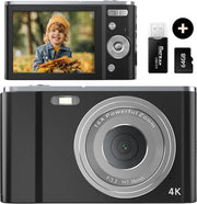 K&L Digital Camera 4K - 64MP - Caméra - Caméra compacte - Caméra Vlog - Pour les enfants - Comprend 64GB - NL Software