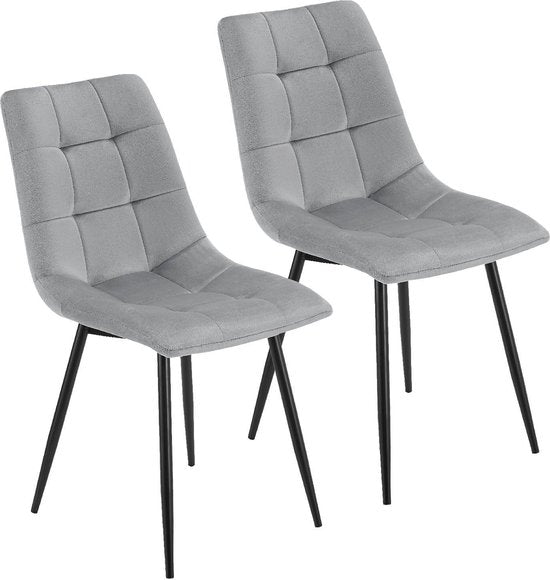 Chaises de salle à manger en acier Blanca - Lot de 2 - Gris clair - Velours