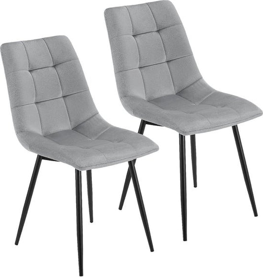 Chaises de salle à manger en acier Blanca - Lot de 2 - Gris clair - Velours