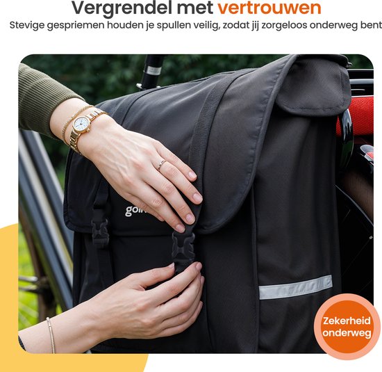Goliving Bicycle Bag 45 Liter - Sacoche double pour vélo - Imperméable - Avec réflecteurs - Vélos électriques - Noir