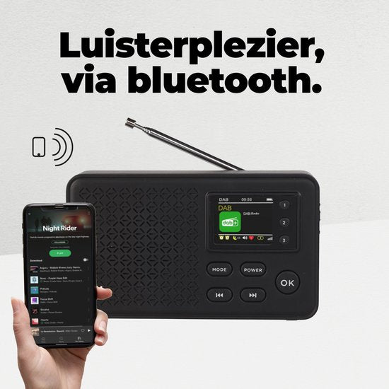 Radio - Denver DAB - Bluetooth - Radio DAB+/FM - 40 stations préréglées - Radio-réveil - DAB57B