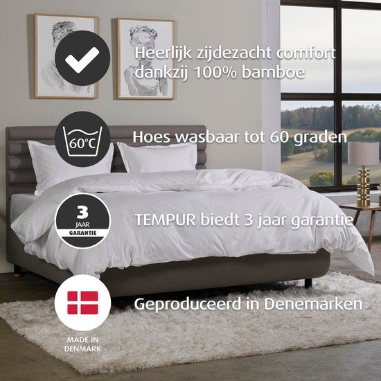 Home by TEMPUR - Housse de couette - 260 x 240 cm - Blanc et satin de coton - Résistant au repassage et au séchage - Brillance soyeuse et qualité hôtelière luxueuse