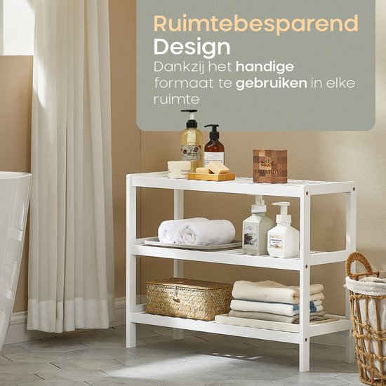 O'DADDY® Shoe Rack - Banc à chaussures - Hall Bench - Shoe Cabinet - Shoe Storage System - Shoe Cabinet - 3 Layer - For 12 Pairs - Multifunctional Rack - Bamboo - White - 70 x 28 x 45 cm