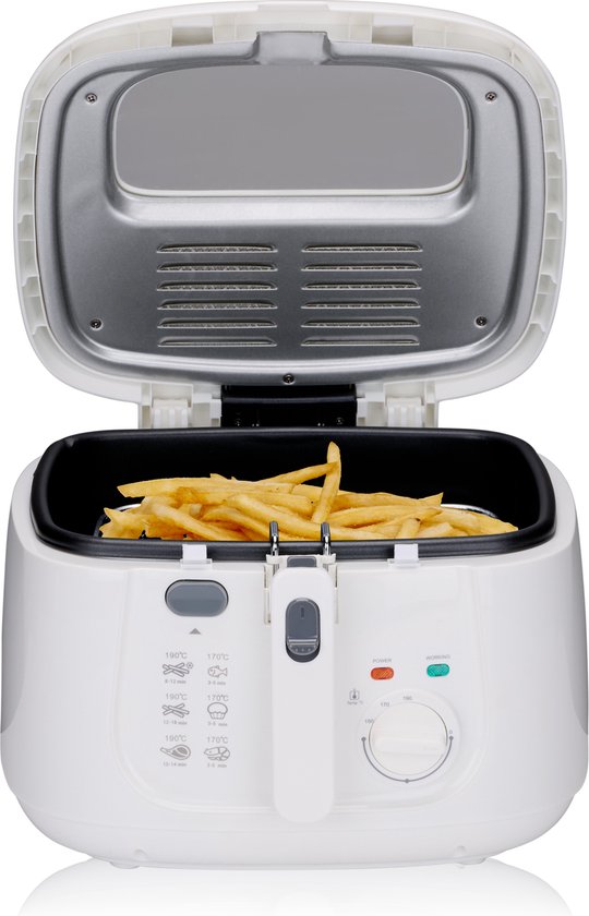 alpina Fryer 2.5 Liter - Friteuse avec couvercle - 1800W - Blanc