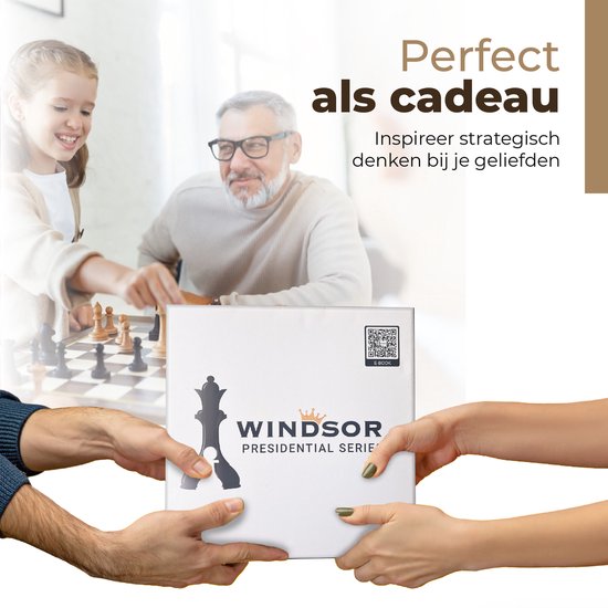 Windsor Luxury Chess Board - avec pièces - 35 cm - Annotations - Jeu d'échecs - Jeu d'échecs magnétique - Jeu d'échecs - Bois