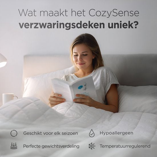 Couverture lestée CozySense® 6kg - 100% Tencel - Couverture lestée - Couverture lourde avec régulation de la température et confort respirant - Répartition de la pression GLASS-Flow® - 1 personne - Blanc