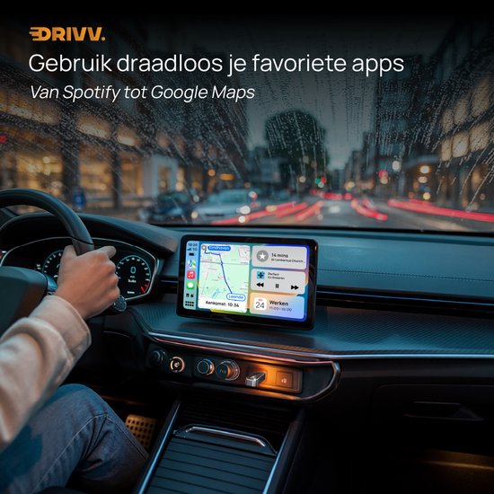 Drivv. Dongle CarPlay 2-en-1 - Connexion USB-C et USB-A - CarPlay sans fil - Noir