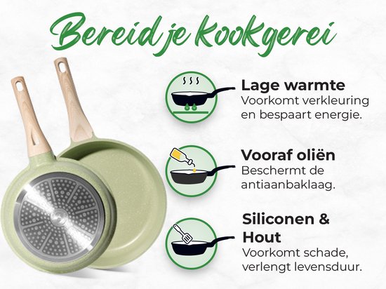 Just Perfecto 21 Pieces Induction Pans Set - Green Pans Set With Lid For Gas and Induction - PFAS free - Cold grips