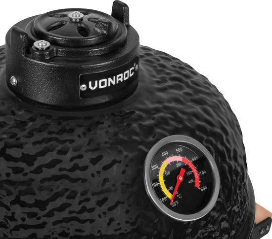 VONROC - BBQ - Kamado - 13" - Avec couvercle de protection, plateau et base - Barbecue au charbon de bois - Céramique