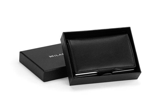 Milanoro - Protège-cartes bancaires compact avec technologie RFID blocking - Marron foncé - Double protège-cartes bancaires