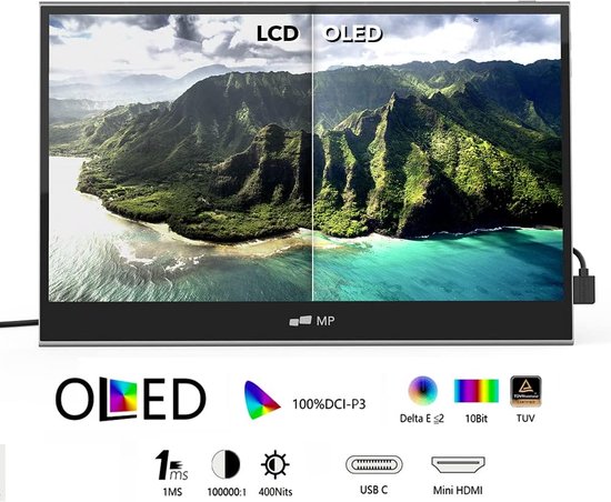 Mobile Pixels - OLED - Écran tactile - Batterie - Glance Pro - Moniteur portable 15,6 pouces