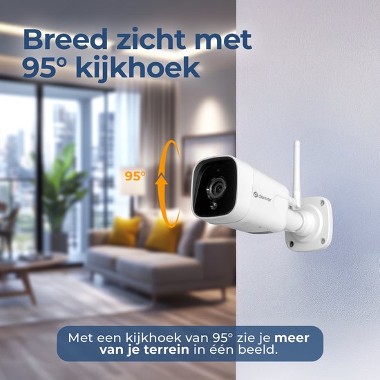 Caméra de sécurité Denver pour l'extérieur et l'intérieur - avec vision nocturne - avec WiFi et application - Full HD - détection de mouvement - IOC241