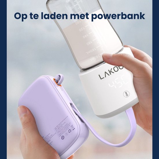 LAKOO Chauffe-biberon numérique - Alimentation bébé - Sans fil - Modèle 2024 - jusqu'à 6x le réchauffement sans électricité