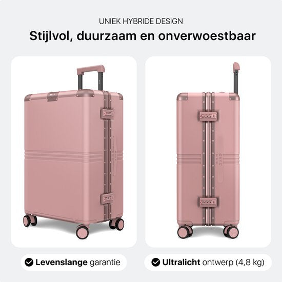ONYX Hybrid Pro Check-in Suitcase Medium 70 Liter - Polycarbonate recyclé et design sans fermeture éclair - Valise de voyage avec serrure TSA et roues pivotantes - Candy Pink