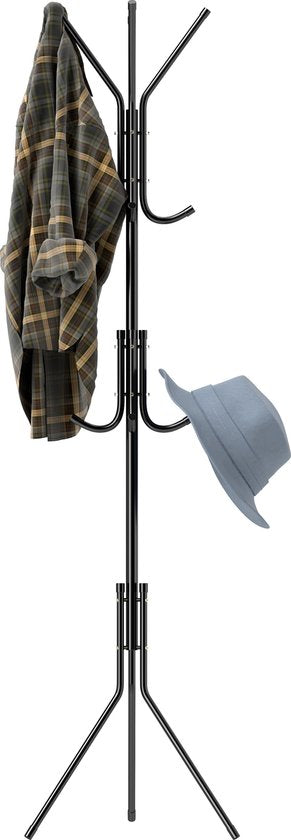O'DADDY® Porte-manteau vertical - Porte-manteau de rangement - 12 crochets - Porte-manteau autoportant - Porte-manteau vertical - Porte-manteaux - Métal - Noir