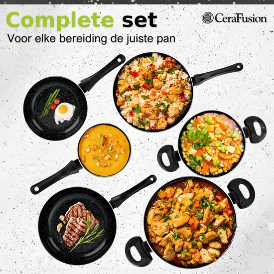 CeraFusion Ceramic Pans Set 10-piece - Set with Frying Pans, Saucepan, Cooking Pots - Induction Pans - Pansets Aluminium