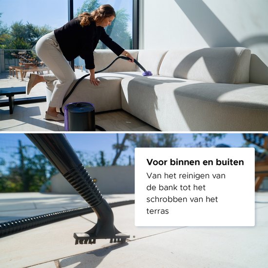 Motionflow Steam Cleaner PRO - Nettoyage en profondeur avec fonction de chauffage - 1500W 1.5L réservoir d'eau - Nettoyeur vapeur à main pour le nettoyage en profondeur des sols, canapés, salles de bain et tapis - Nettoyeur de tapis et de taches - Nettoye