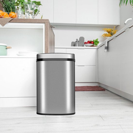 Poubelle automatique / Poubelle à déchets / Poubelle à détecteur - 50 litres - Argenté - Rectangle